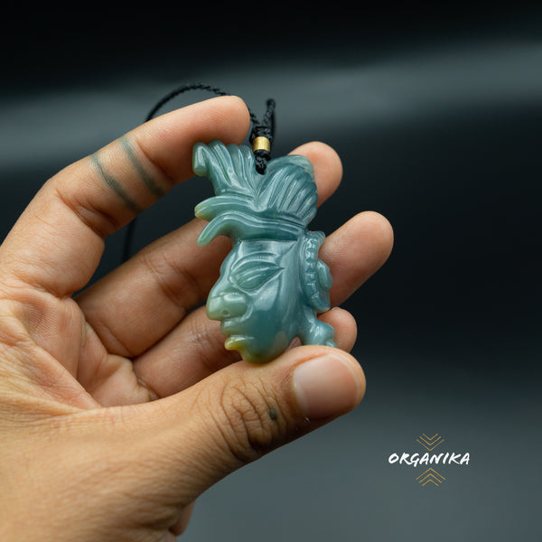 mayan Mask, blue Jade, jadeite , Mayan Jewelry | Organika Tribal 