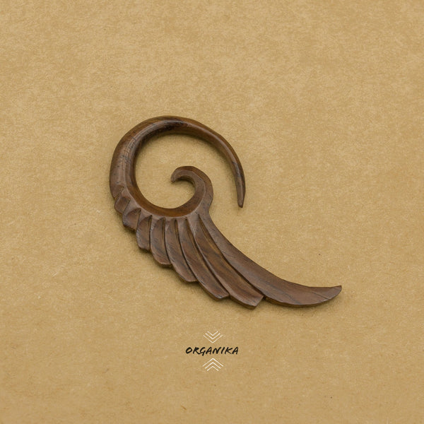 Ear Stretcher - Wood Wings | From 4mm (6g) to 8mm (0g) | Organika Tribal