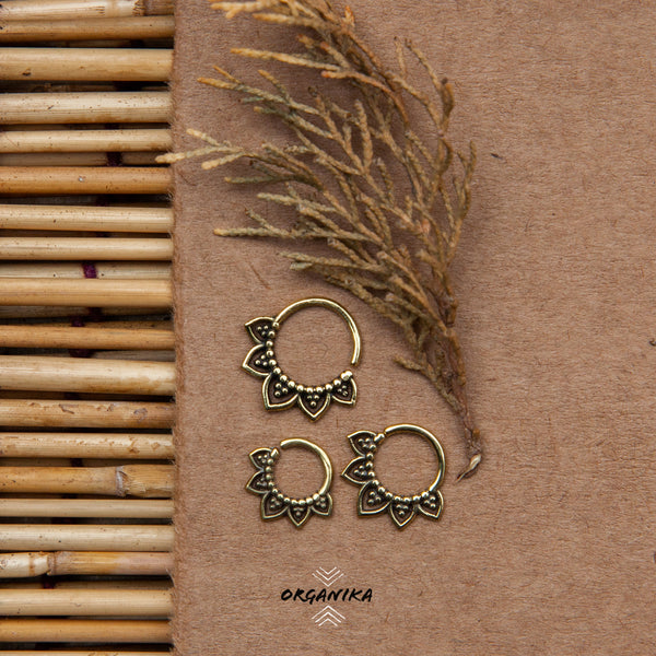 Septum Ring, Small Setpum Jewelry, Brass Metal | Organika Tribal
