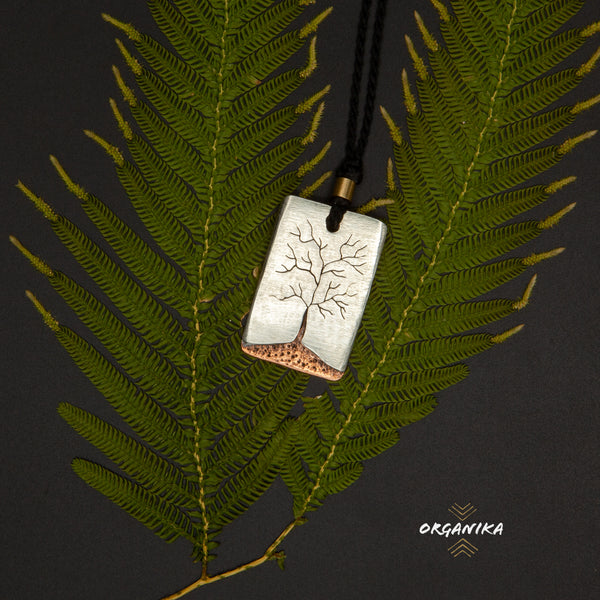 Handmade Silver and Copper Tree of life pendant | Organika Tribal