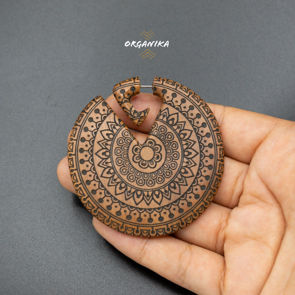 mandala earrings, fake gauges | Organika Tribal 