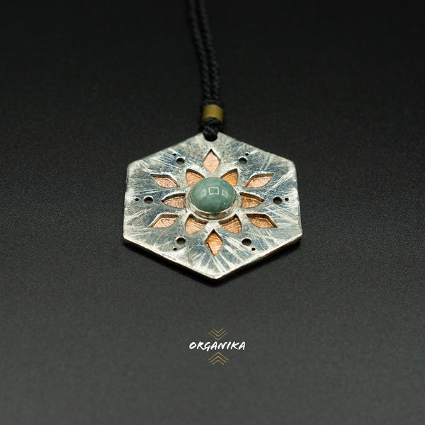 Mandala silver pendant, Guatemalan Jade | Organika Tribal